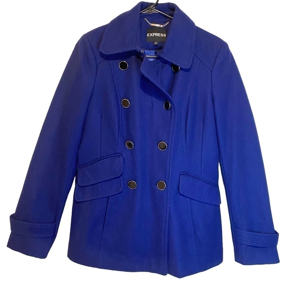 EXPRESS 2012 Dark Navy / Eggplant  Womens Wool blend Peacoat Size SP